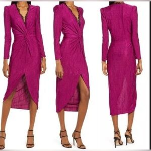 NWOT Saylor Dress Kiersey Puff Shoulder long sleeve purple X-Small XS